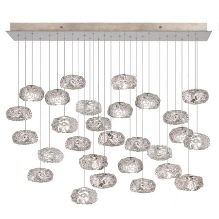 Fine Art Lamps Natural Inspirations  Pendant, Rectangular, 15-Light, LED, Evening Cloud Crystal Glass, Platinized S 853740-11LD